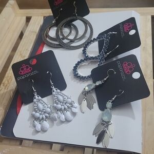 Paparazzi Silver and White Earring Collection